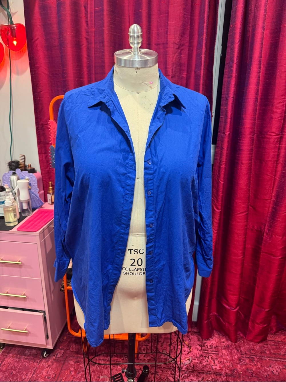 Primark Women's Button-Down Shirt in Cobalt Blue